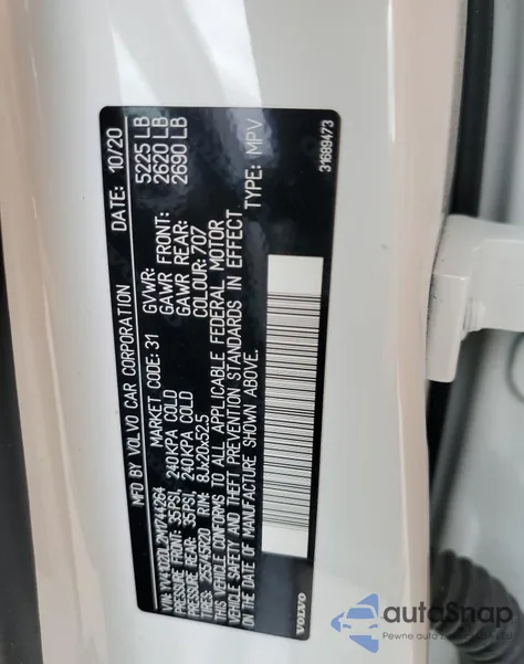 2021 Volvo Xc60 T5 Inscription from USA, damaged, VIN YV4102DL2M1744264